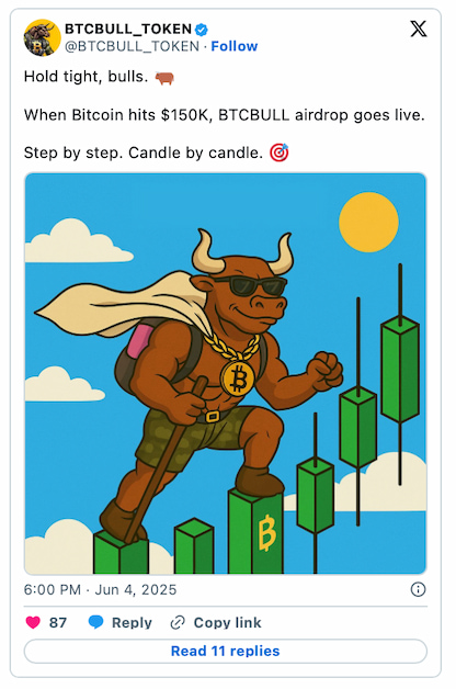 скріншот посту проекту BTCBULL