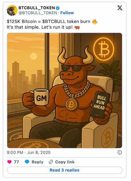 скріншот посту проекту BTCBULL