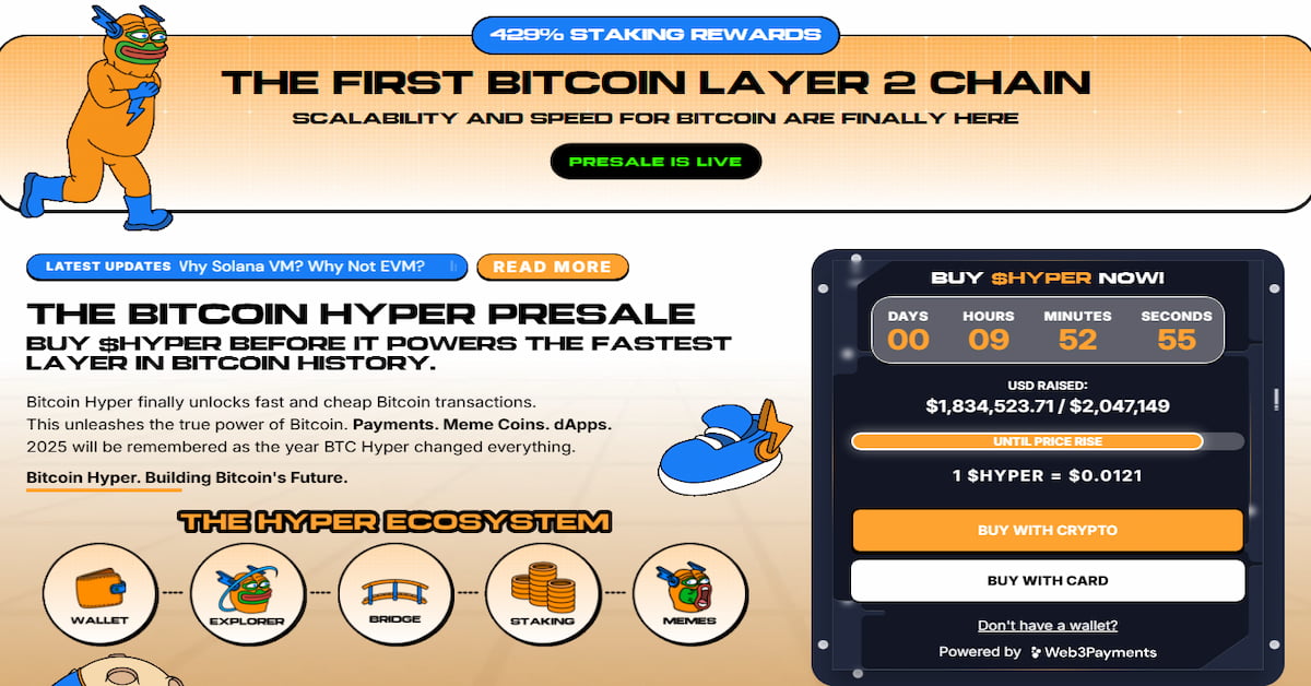Новий Layer-2 для Bitcoin: Bitcoin Hyper вже залучив $1,8 млн