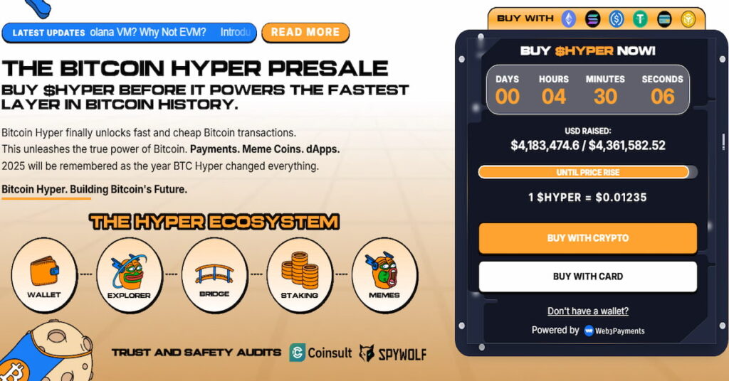 скріншот сайту мемкоина Bitcoin Hyper
