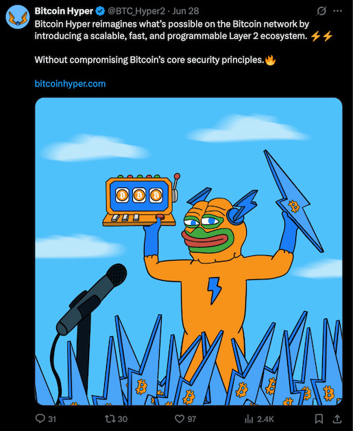 скріншот посту проекту Bitcoin Hyper
