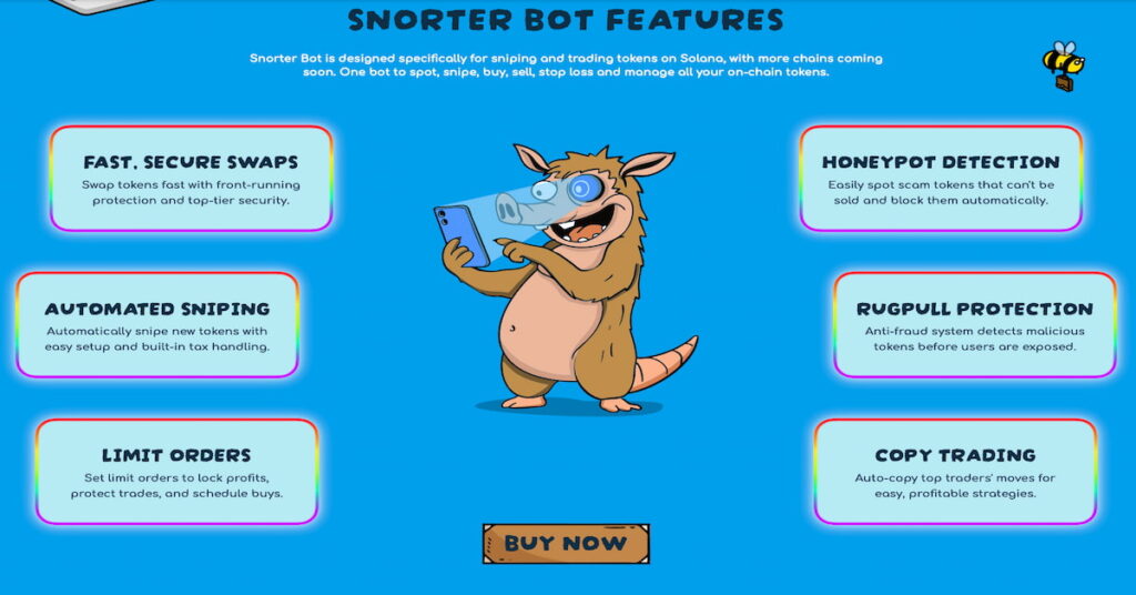 скріншот сторінки проекту мемкоіна Snorter
