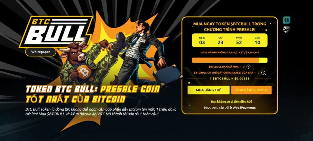 BTC Bull Token ($BTCBULL) – Meme coin Bitcoin đầu tiên với airdrop $BTC
