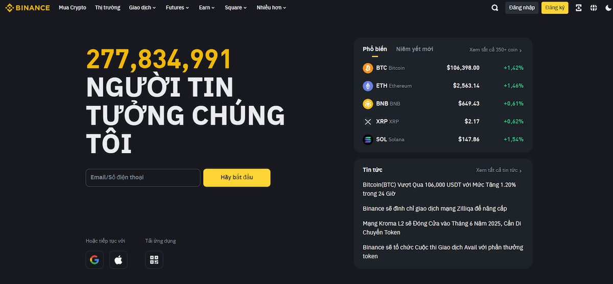 Binance – Tính thanh khoản cao nhất