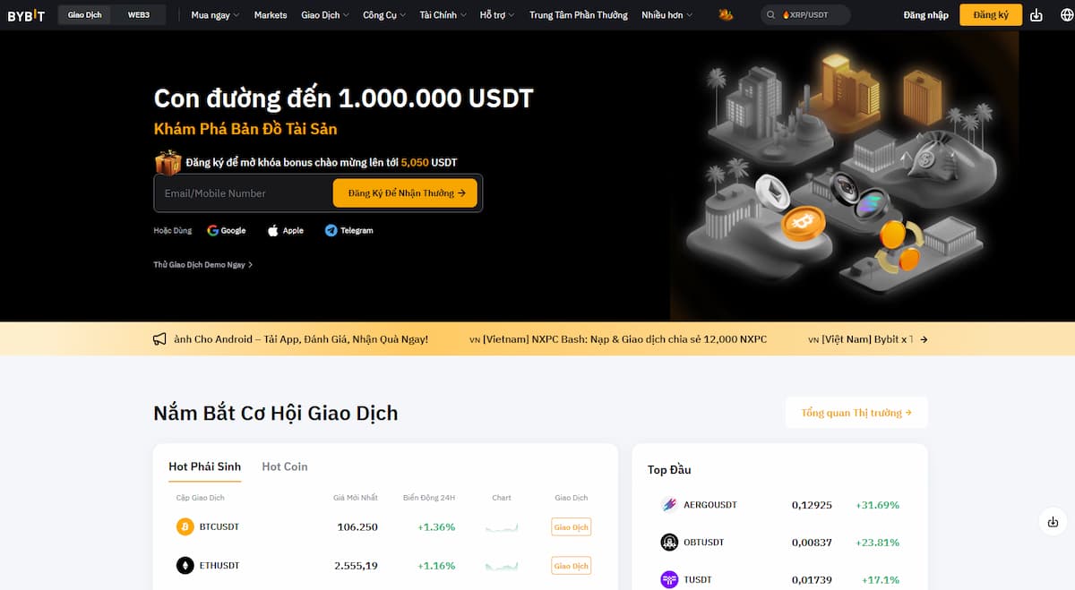 Bybit – Kết hợp spot và phái sinh
