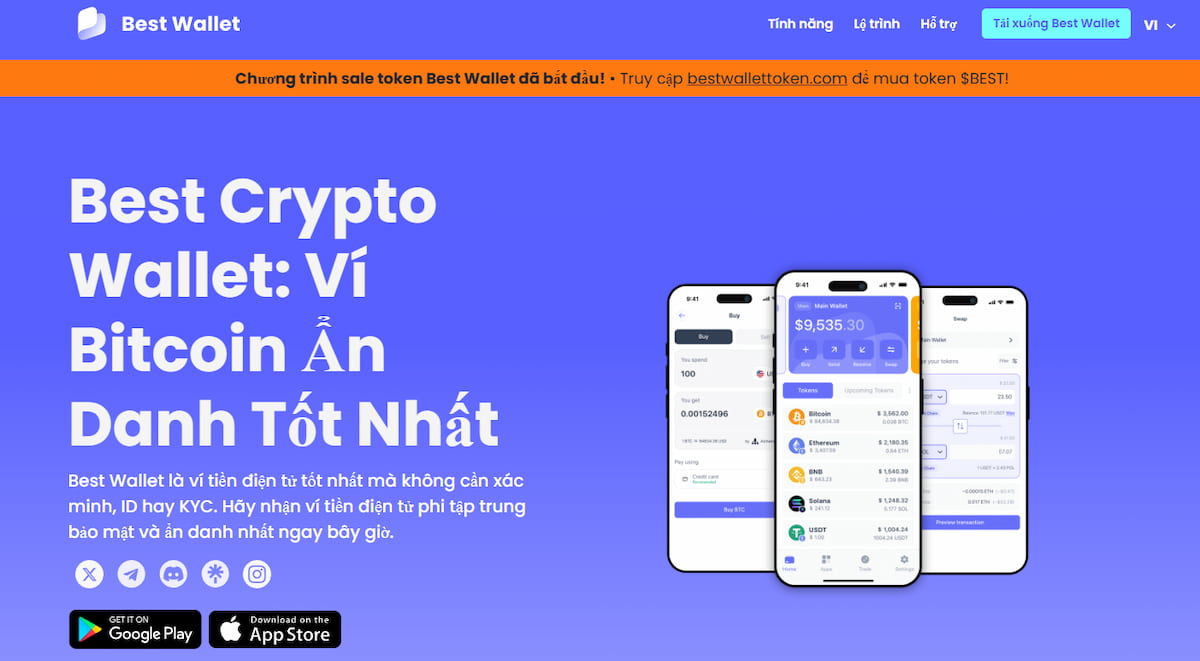 Kết nối ví tiền điện tử Best Wallet