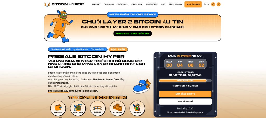 Bitcoin Hyper (HYPER) – Đồng coin tốt nhất để mở rộng Bitcoin qua Layer 2