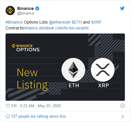 Binance добавиха XRP опции