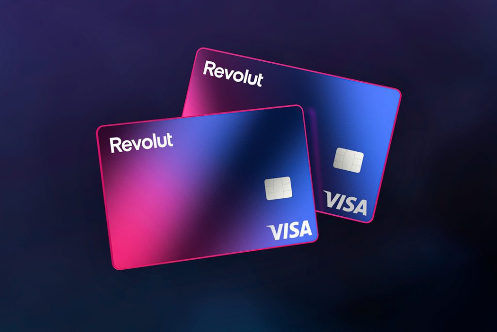 revolut cards on dark background